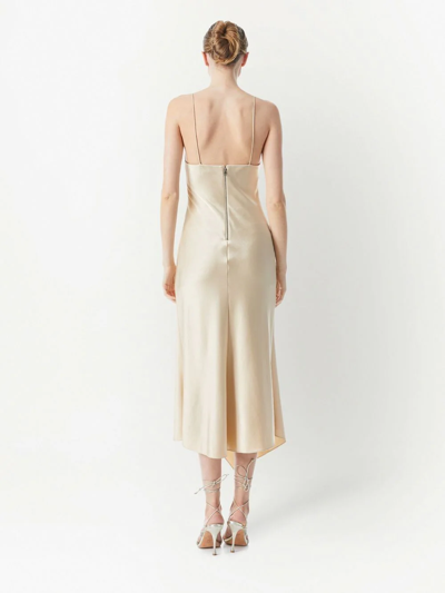 Alice And Olivia Harmony Cutout Asymmetric Midi Dress In Nude