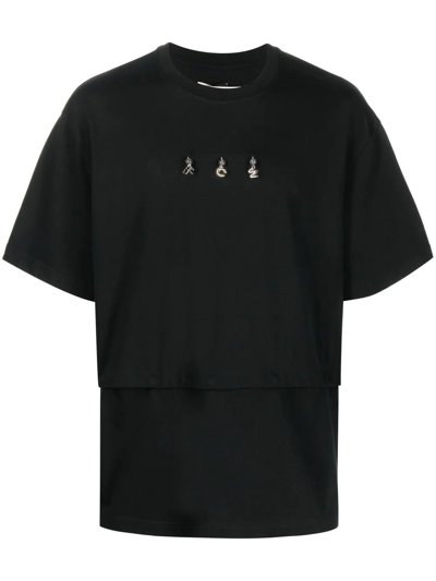 Shop Feng Chen Wang Charm-logo Layered T-shirt In Schwarz