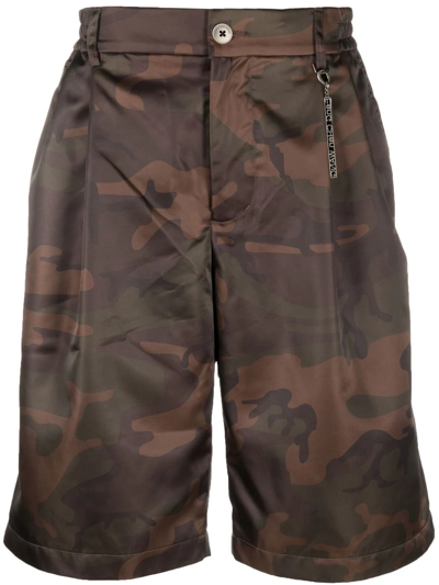 Shop Feng Chen Wang Camouflage Knee-length Shorts In Braun