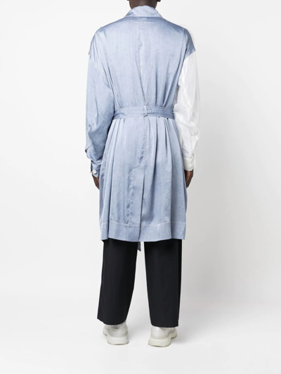 Shop Feng Chen Wang Two-tone Belted Trench Coat In Blau
