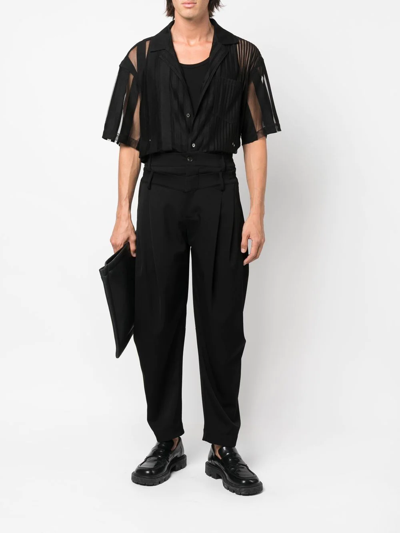 Shop Feng Chen Wang Double-waistband Tapered Trousers In Schwarz