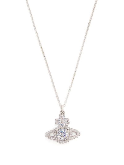 Shop Vivienne Westwood Orb-pendant Crystal Necklace In Silver