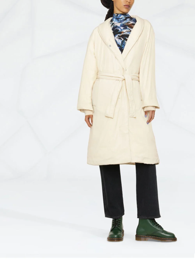 Calvin Klein Down Wrap Puffer Coat In Neutrals