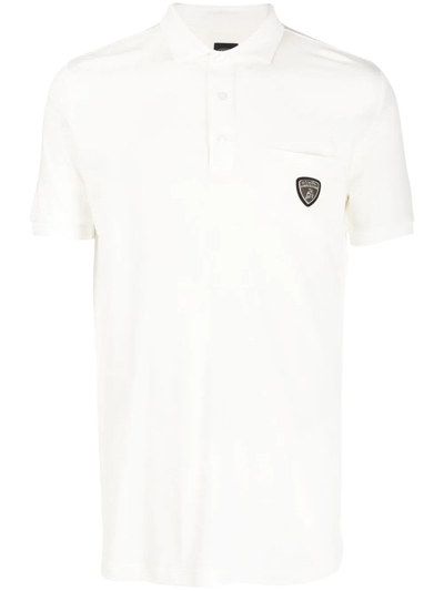 Shop Automobili Lamborghini Logo-patch Short-sleeve Polo Shirt In White