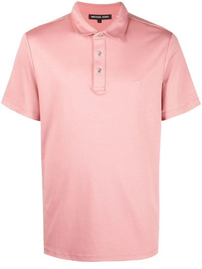 Shop Michael Kors Logo-embroidered Cotton Polo Shirt In Pink