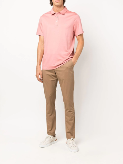Shop Michael Kors Logo-embroidered Cotton Polo Shirt In Pink