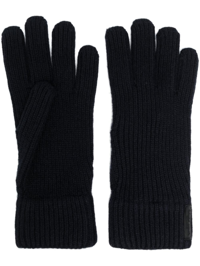 Shop Giorgio Armani Cashmere Knitted Gloves In Blau