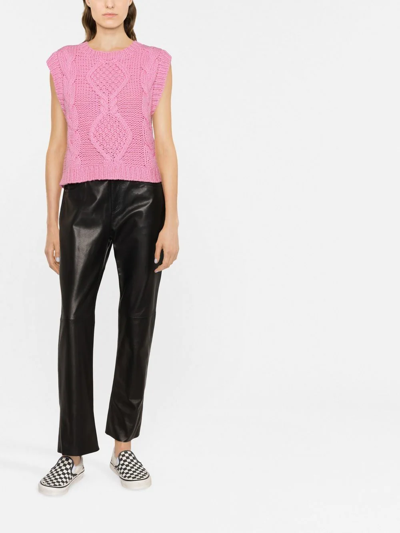 Golden Goose Golden Leather Cropped Flare Pants In Black
