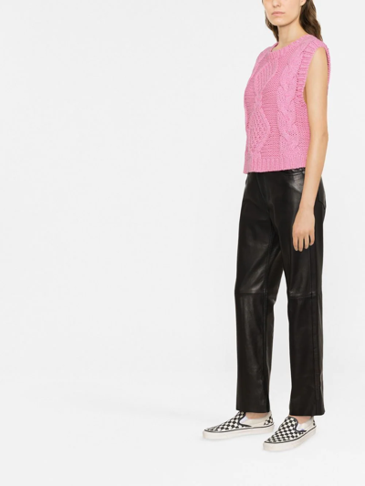 Golden Goose Golden Leather Cropped Flare Pants In Black