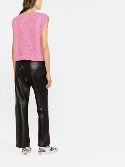 Golden Goose Golden Leather Cropped Flare Pants In Black