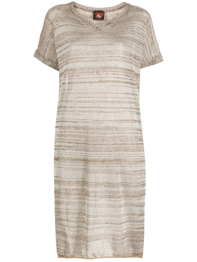 Shop Vitelli Striped V-neck Midi Dress In Weiss