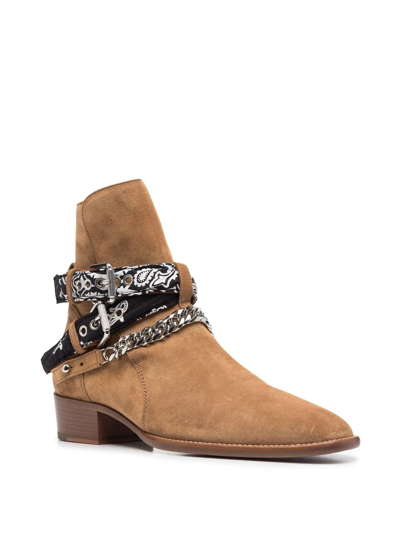 Shop Amiri Bandana-trimmed Ankle Boots In Nude