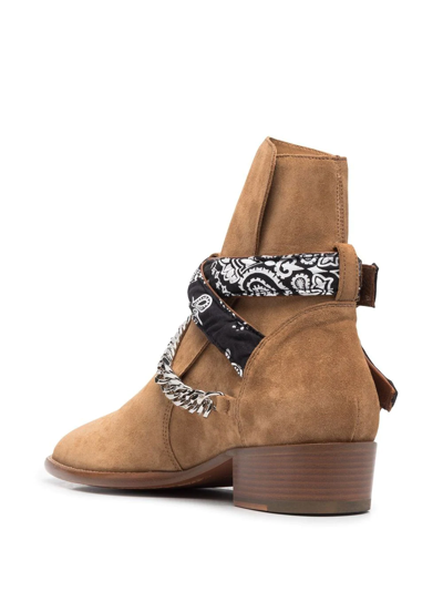 Shop Amiri Bandana-trimmed Ankle Boots In Nude