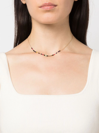 Shop Isabel Marant Resin Bead Detail Necklace In Gold