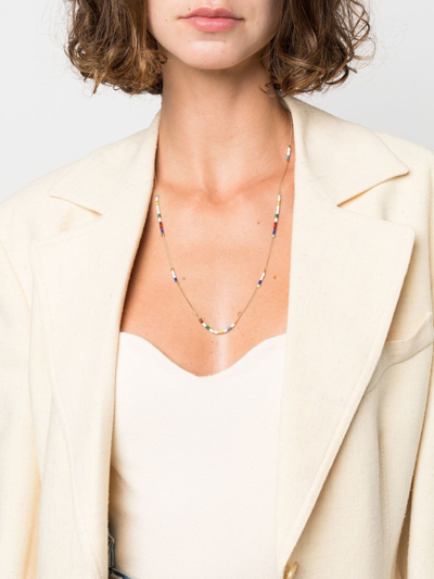 Shop Isabel Marant Bead-charm Long Necklace In Gold