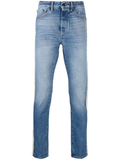 Shop Palm Angels Side-stripe Slim-cut Jeans In Blue
