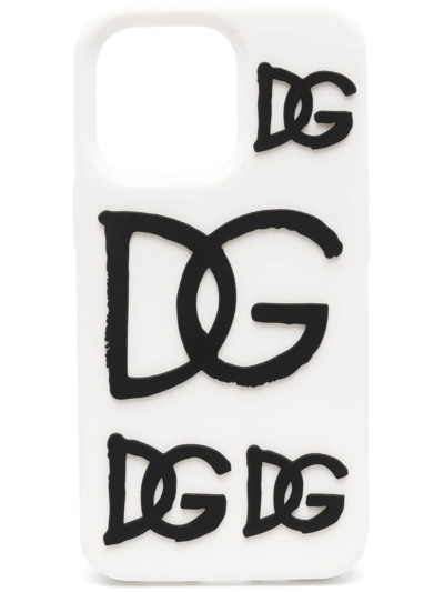 Shop Dolce & Gabbana Logo-print Iphone 13 Pro Case In Weiss