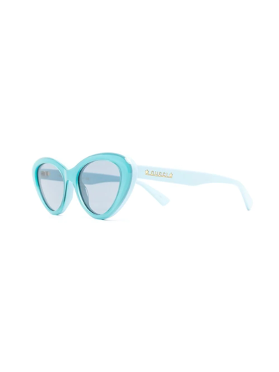 Shop Gucci Embossed-logo Cat-eye Sunglasses In Blau