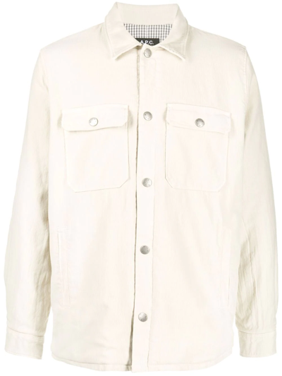 Shop Apc Long-sleeve Shirt Jacket In Nude
