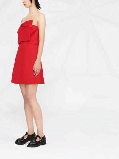 Shop Valentino Bow-detail Minidress In Rot