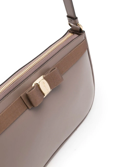 Shop Ferragamo Vara Bow Mini Shoulder Bag In Braun
