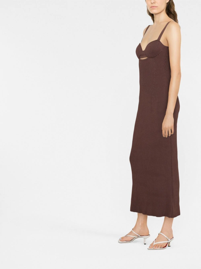 Shop Magda Butrym Ribbed-knit Sleeveless Maxi Dress In Braun