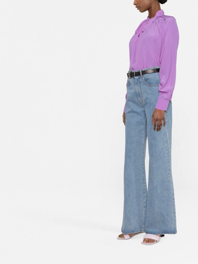 Shop Victoria Beckham Gathered-detail Long-sleeve Blouse In Violett