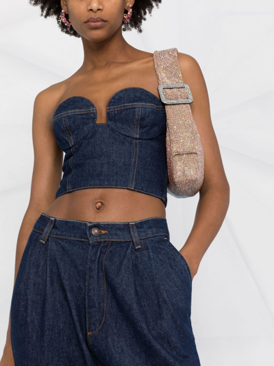 Magda Butrym Cropped Cotton Denim Corset Top In Blau