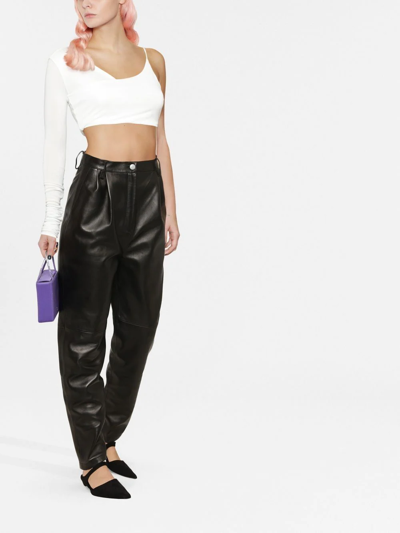 Shop Magda Butrym High-waisted Tapered Leather Trousers In Schwarz