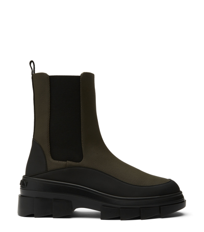 Stuart Weitzman Chelsea Boots With Lug Sole And Pull Tab In Military