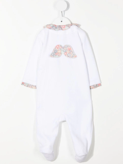 Shop Marie-chantal Floral-print Ruffled Pajama In White