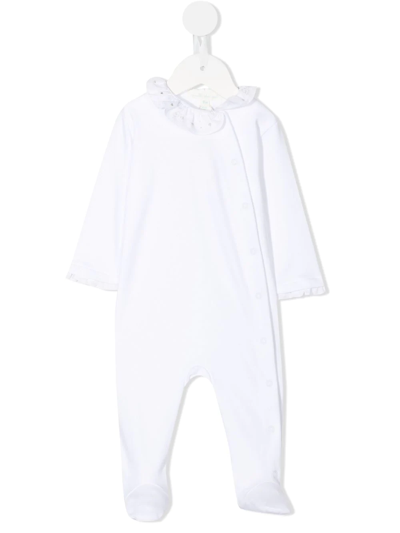 Shop Marie-chantal Ruffle-neck Cotton Pajama In White