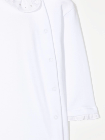 Shop Marie-chantal Ruffle-neck Cotton Pajama In White