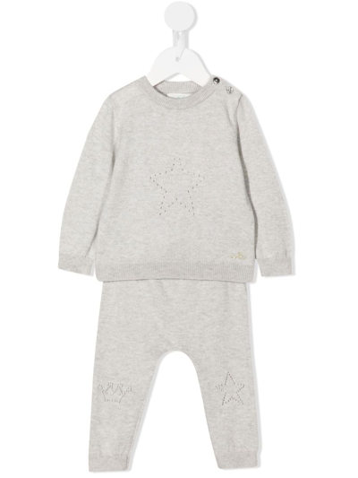 Shop Marie-chantal Star-motif Knitted Babygrow Set In Grey
