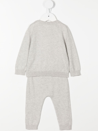 Shop Marie-chantal Star-motif Knitted Babygrow Set In Grey