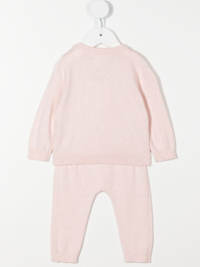 Shop Marie-chantal Perforated-detail Two-piece Babygrow Set In Pink