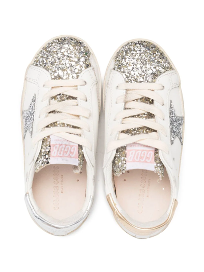 Shop Golden Goose Superstar Glittered Sneakers In White