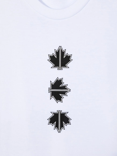 Shop Dsquared2 Teen Maple Leaf-print T-shirt In White