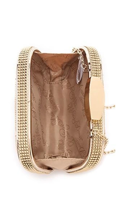 Shop Whiting & Davis Cage Minaudiere Clutch In Gold