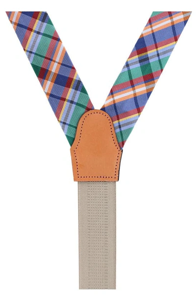 Trafalgar Sherwood Plaid Silk Suspenders In Cool Color Plaid