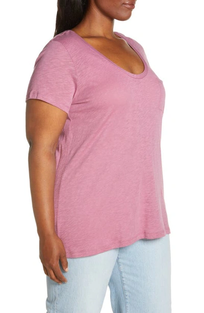Shop Caslon Rounded V-neck Tee In Purple Mellow