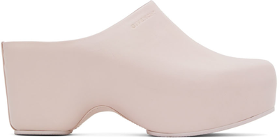 Givenchy Pastel Pink Leather G Clog Mules In Multi