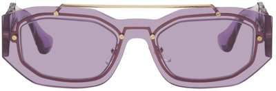 Shop Versace Purple Medusa Biggie Sunglasses In 100284 Purple