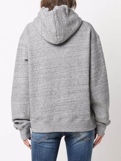 Shop Dsquared2 Cotton Printed Hoodie In Grey