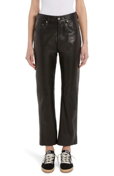 Shop Golden Goose Flare Leg Leather Crop Pants In Black