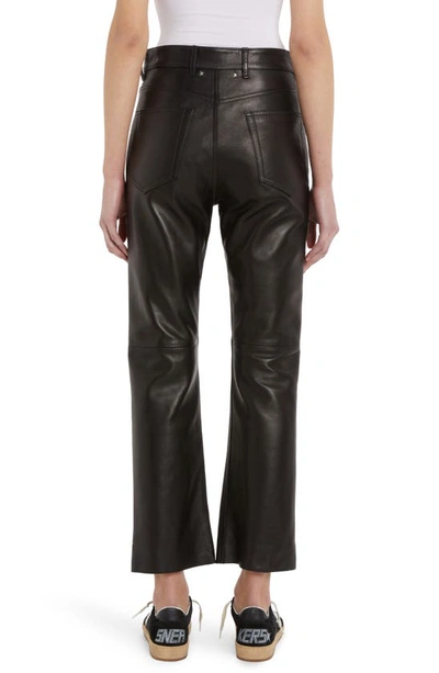 Shop Golden Goose Flare Leg Leather Crop Pants In Black