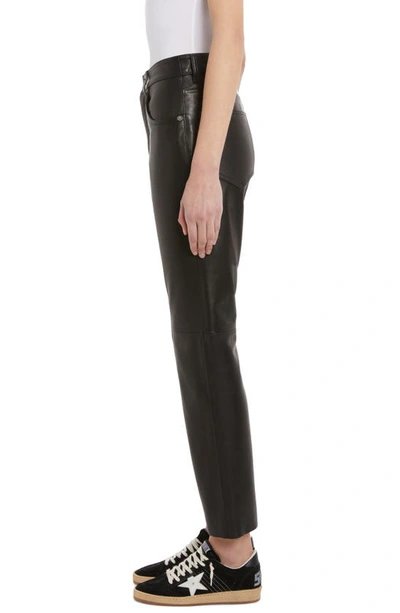 Shop Golden Goose Flare Leg Leather Crop Pants In Black