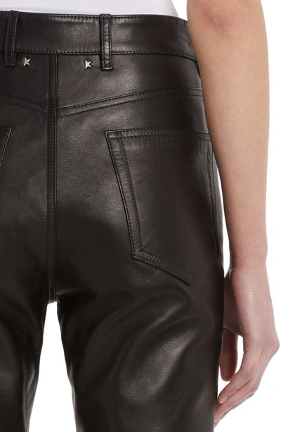 Shop Golden Goose Flare Leg Leather Crop Pants In Black