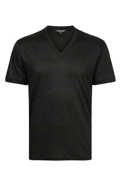 Shop John Varvatos Slim Fit Linen V-neck T-shirt In Black