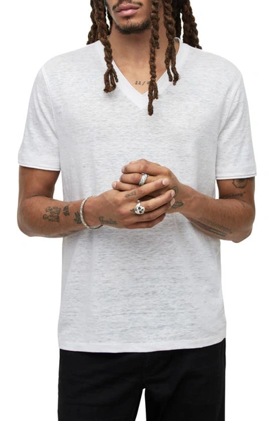 Shop John Varvatos Slim Fit Linen V-neck T-shirt In White